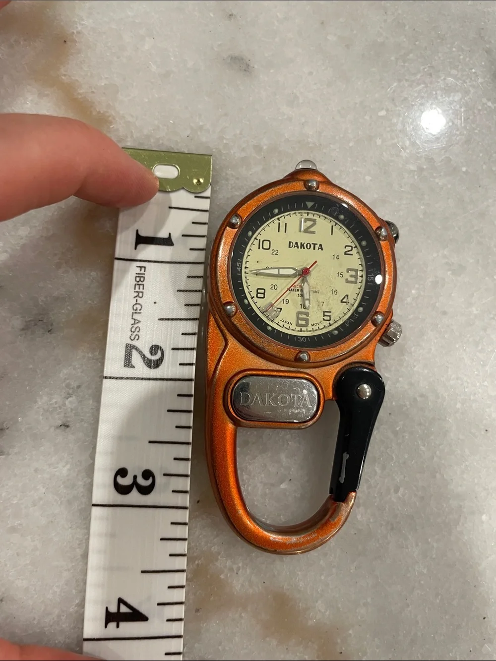 Orange Carabiner Watch - Men's Clip-On Accessory